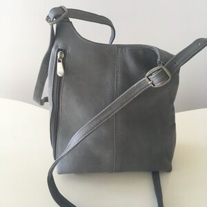 Chic Gray Leather Backpack